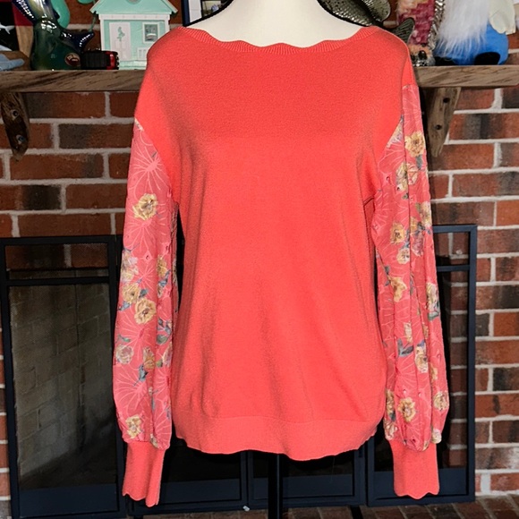 Siani Milano Scalloped Neckline Mesh Lace Balloon Sleeve size M - Picture 1 of 9